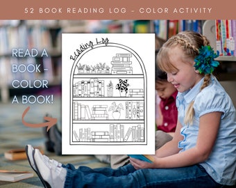 Printable Bookshelf Reading Log – Color-In Book Tracker (PDF)