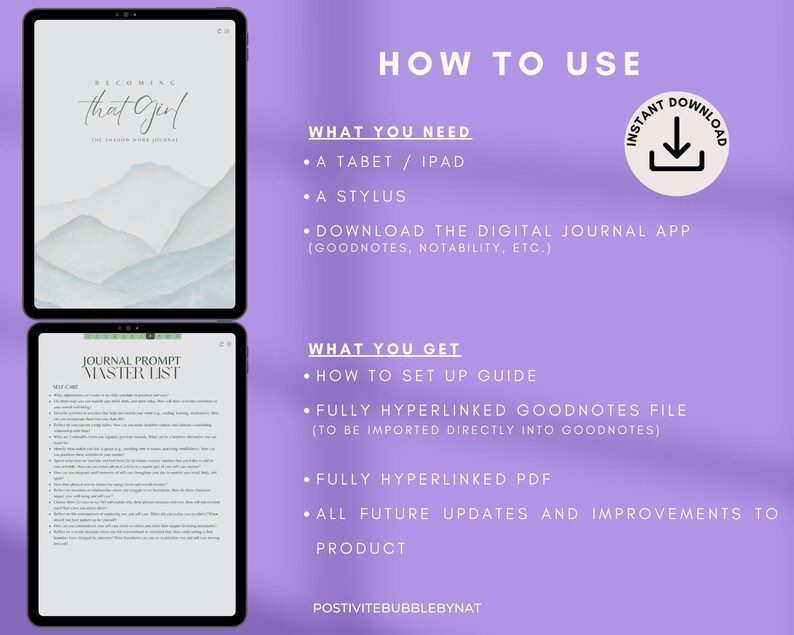 Shadow Work Digital Journal | Guided Self-Therapy Mental Health Prompts Inner Child Emotional Healing | iPad Tablet Goodnotes Journal image 8