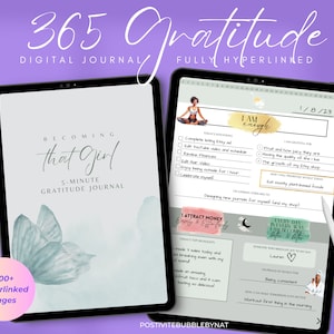 Digital Gratitude Journal 365 Daily Undated Journal | 5-min Mental Health Self-Care Wellness Guided Journal | iPad GoodNotes Journal