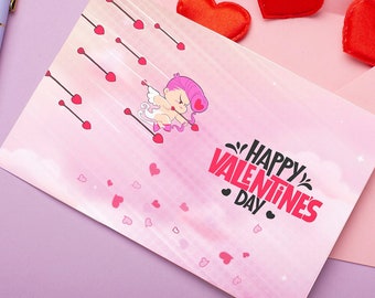 Valentine's day Postcard, valentine gift, you are loved, Valentine's day, Post card, LOVE postcard, hearts illustration, planner cards.