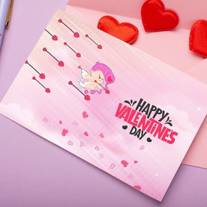 Valentine's day Postcard, valentine gift, you are loved, Valentine's day, Post card, LOVE postcard, hearts illustration, planner cards. image 1