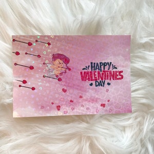 Valentine's day Postcard, valentine gift, you are loved, Valentine's day, Post card, LOVE postcard, hearts illustration, planner cards. Holographic Version