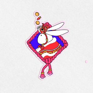 Whimsical Rabbit Sticker – Lunar New Year, Birthday| Decorative Good Luck Bunny Design