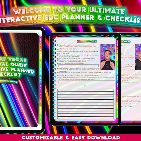 EDC Las Vegas 2024 Survival Guide Interactive Planner & Checklists written and created by AndreYAS!