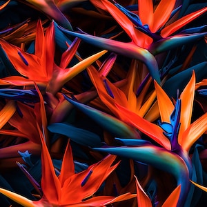 Tropical Bird of Paradise Flower Digital Repeating Pattern