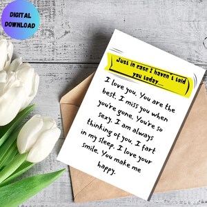 Carte d'amour pour mari, petit ami, épouse, petite amie, anniversaire romantique, carte d'anniversaire, je t'aime, simple et douce, au cas où je ne vous l'ai pas dit.