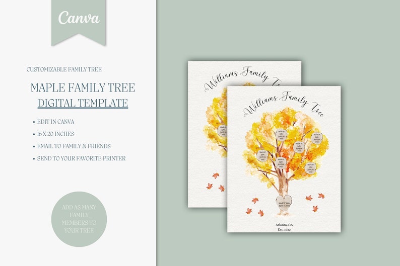 Editable Descendant Family Tree Template Genealogy Tree Etsy Editable Descendant Family Tree Template Genealogy Tree Etsy