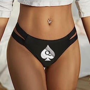 QOS/Blacked Strappy Black Thong Silver