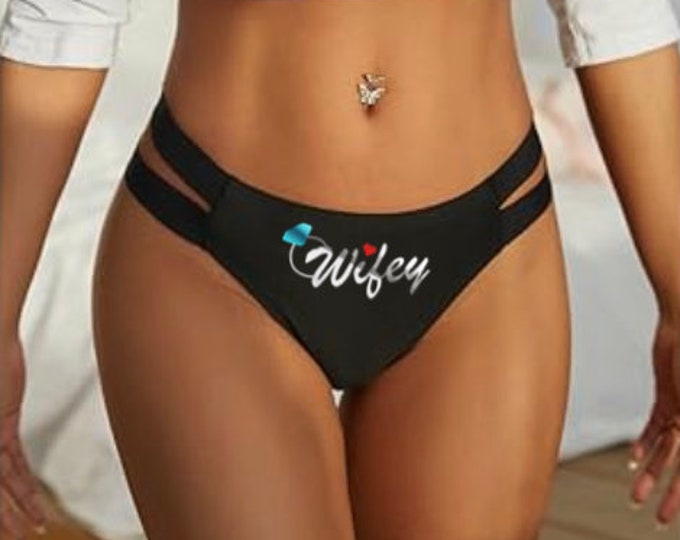 Sexy Wifey Strappy Black Thong