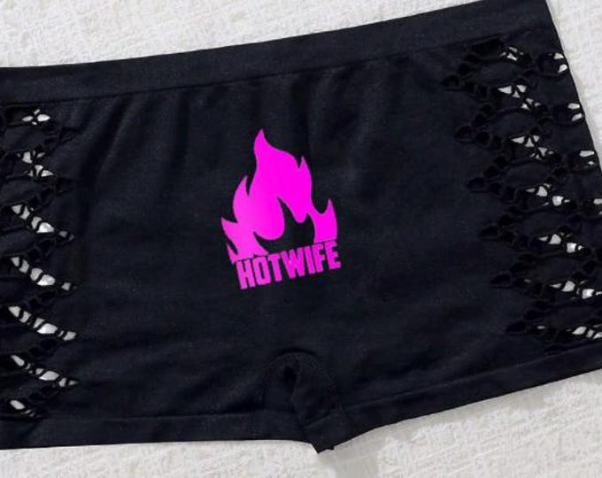 Hotwife Neon Boyshort Panties | Sexy Hollow Out Underwear | Flame Hotwife Design | 5 Bright Neon Colors | Sizes S-3XL | Hotwife Lingerie