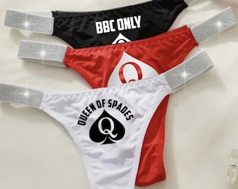 3-Pack Strappy Glitter Side Thong with 3 Different Sexy Designs! BBC Only, QOS, Q Inside Spade!