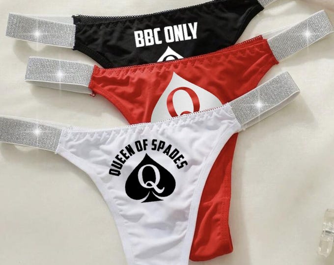 3-Pack Strappy Glitter Side Thong with 3 Different Sexy Designs! BBC Only, QOS, Q Inside Spade!