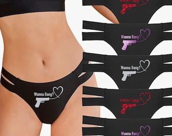 Wanna Bang?  Bang Me!  Sexy, Strappy Black Thong