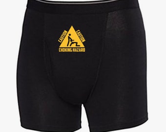 Caution Choking Hazard Funny Men's Boxer Briefs