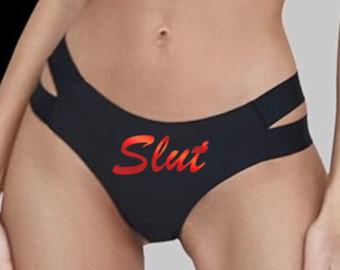 NEW! Black Strappy "Slut" Bikini (Plays well with others!) on the back!