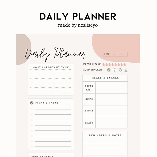 DAILY PLANNER PDF, Printable Daily Planner A4 Size