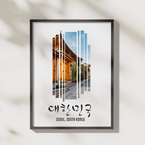 Seoul City Poster, Korean Wall Decor, Kpop Kdrama Wall Art Poster, Korean Printable Digital Retro Art