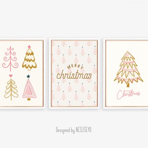Christmas Wall Art Set, Kids Room Decoration, Christmas Printable, Boho Wall Art Set, Set of 3 Poster for Girl Rooms