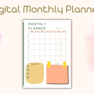 Digital Monthly Planner, Printable Planner, Digital Planner