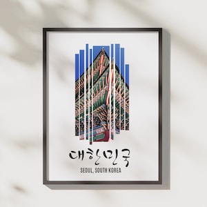 Seoul City Poster, Korean Wall Decor, Kpop Kdrama Wall Art Poster, Korean Printable Digital Retro Art