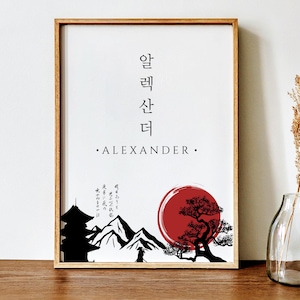 Personalized Name in Korean, Custom Name Korean,  Hangul Name Print, Korean Wall Art Poster, Korean Alphabet, Asian Art, Kpop Poster