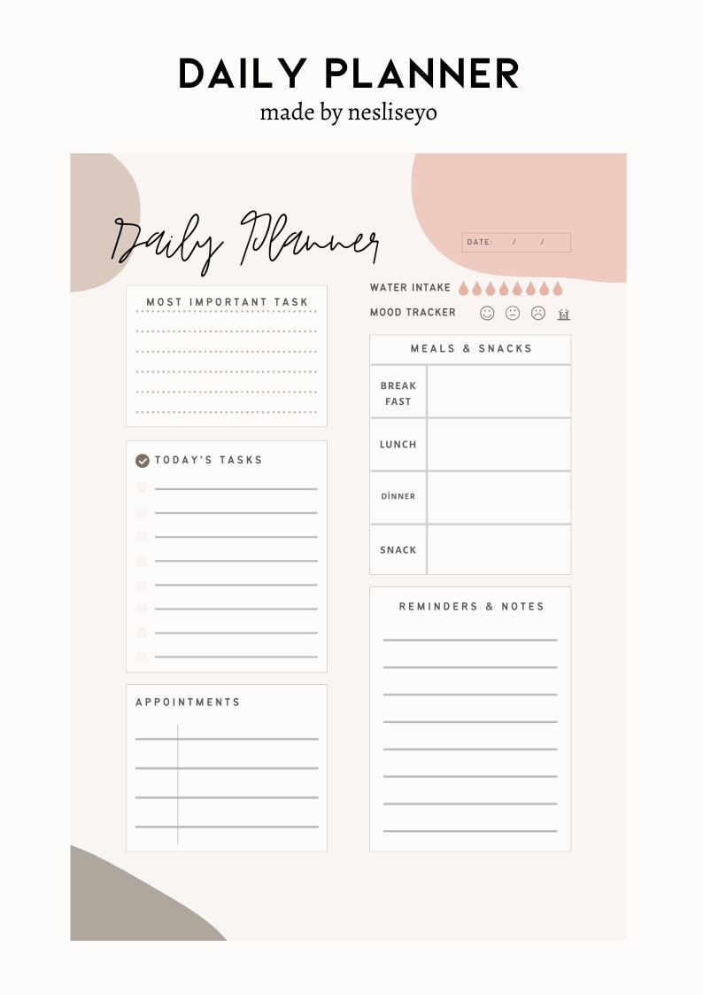 DAILY PLANNER PDF, Printable Daily Planner A4 Size Etsy