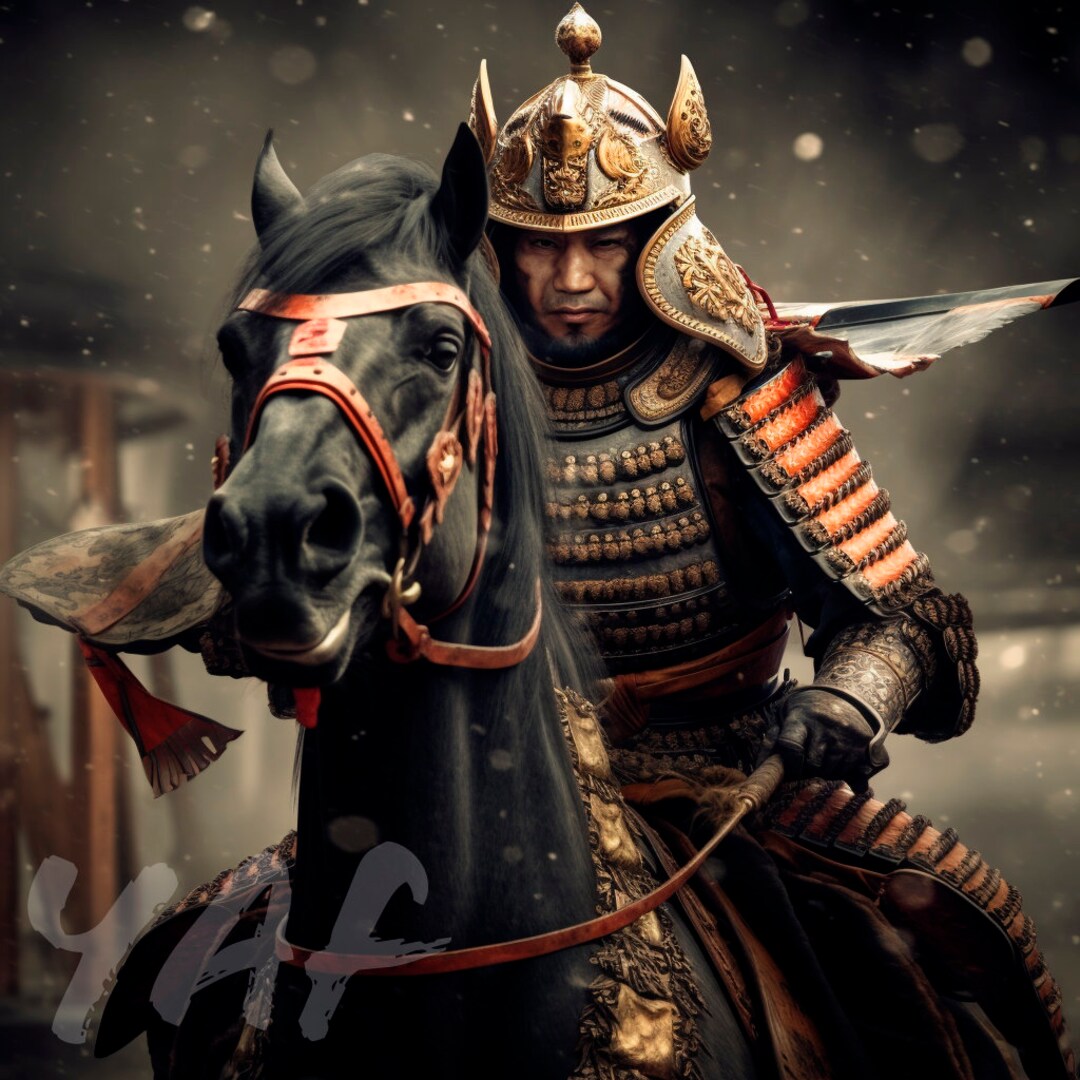 Japanese Samurai Warrior Art Print Traditional Style, Digital Art Etsy