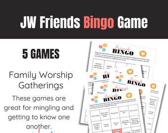 Juegos de Adoración Familiar JW, Juegos Imprimibles para JW, Juegos Bíblicos JW, Juegos para Adoración Familiar, 5 Juegos de Bingo Bíblico - Listo para Imprimir