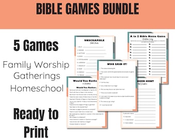 Juegos de Adoración Familiar JW, Juegos Imprimibles para JW, Juegos Bíblicos JW, Juegos para Adoración Familiar, 5 Juegos - Listo para Imprimir, Trivia Bíblica