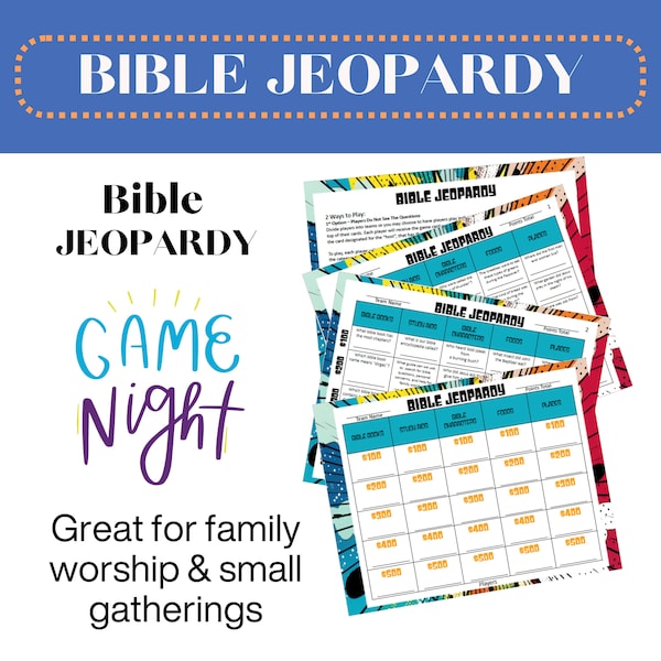 JW Family Worship Games, Bible Jeopardy jw, Printable Games for JW, Bible Games JW, Games for Family Worship, Ready to Print, Bible Trivia