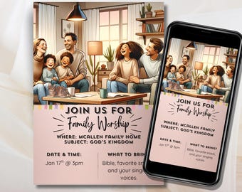 JW Family Worship Invitation | Printable Invite Cards for Family Worship | JW Gatherings Games and Activities | Kids | Pioneers | JW Cards