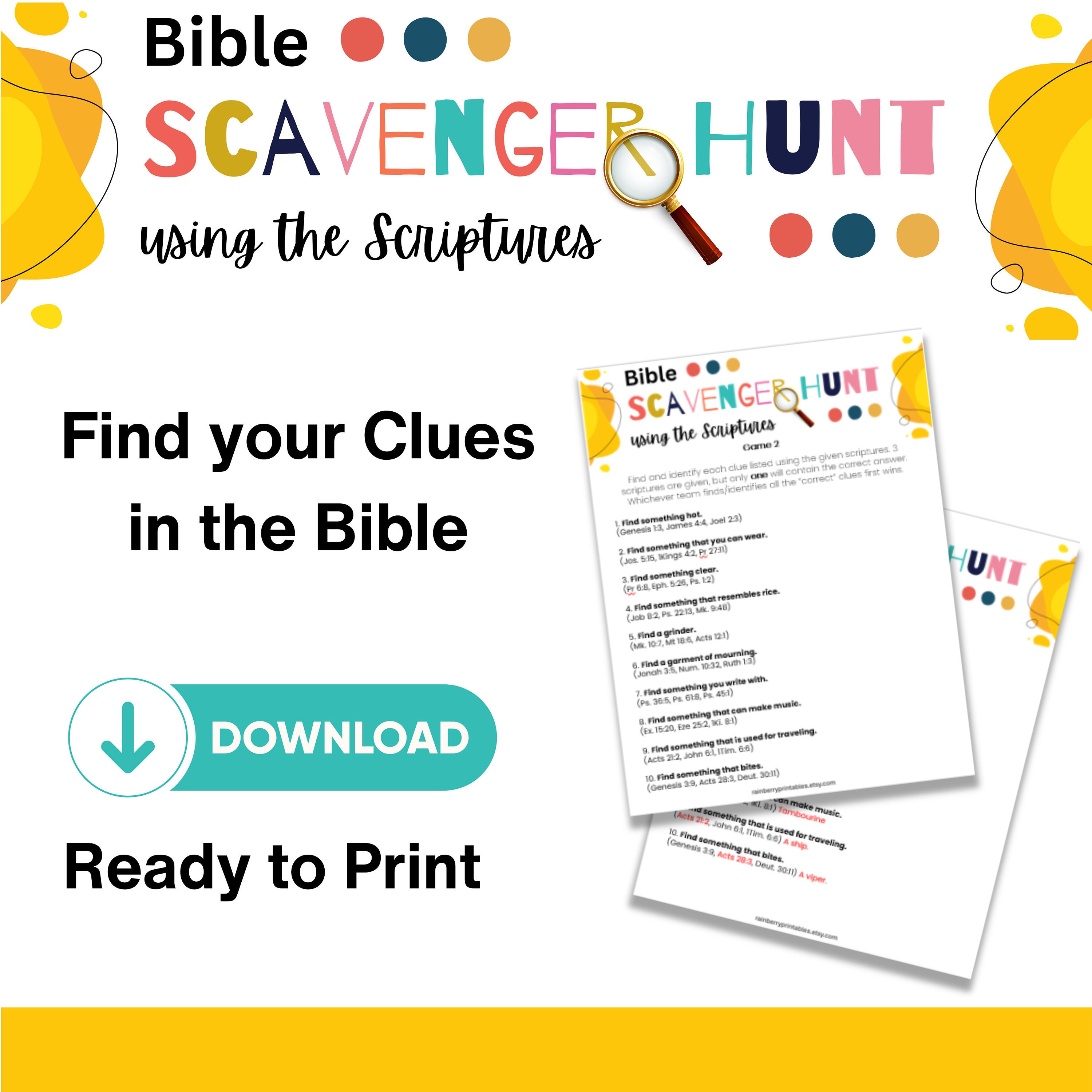 JW Family Worship Games Ideas, Bible Scavenger Hunt, Printable Games ...