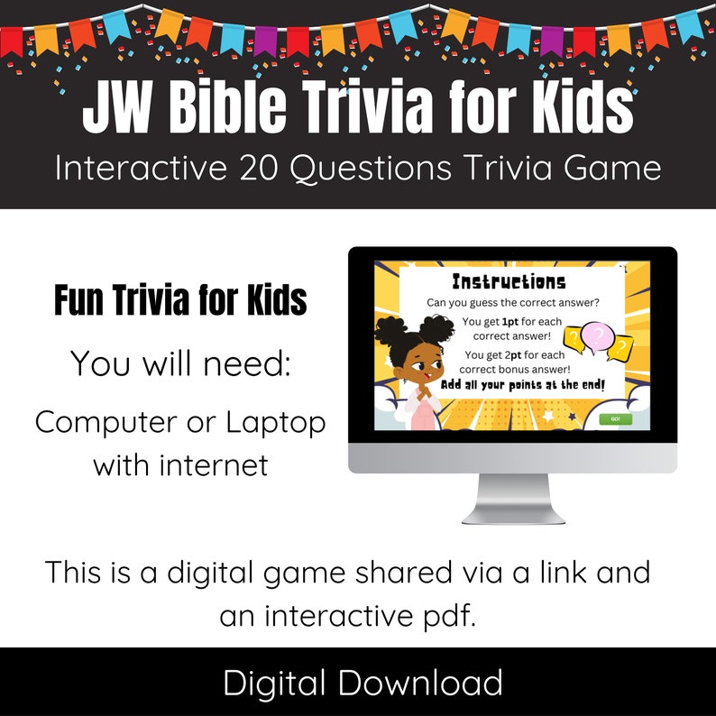 JW Bible Trivia for Kids, Family Worship Games, Printable Games for JW
