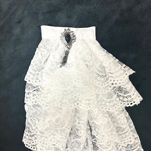 White OR Black Lace Jabot | Collar Clip Victorian Historical Vampire Gothic Steampunk Pirate
