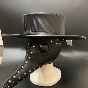 Black Pleather Plague Doctor Hat | Steampunk Renaissance Medieval Fantasy Western