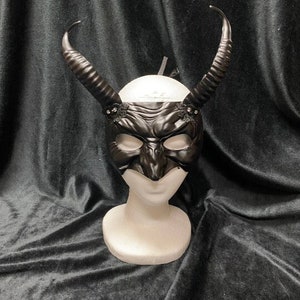 Black Long-Horned Devil Mask | Half Mask Halloween Masquerade