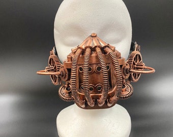 Copper Gas Mask | Steampunk Tubes Gears Respirator Cosplay