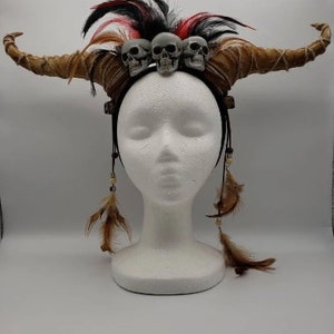 Wide Horned Voodoo Headband | Shaman Witch Doctor Ritual Halloween
