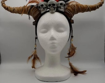 Brett hornade voodoo-huvudband | Shaman Witch Doctor Ritual Halloween