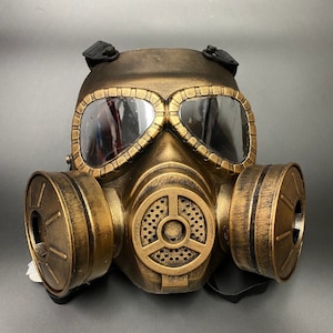 Gold Gas Mask | Steampunk Post Apocalyptic Diesel Punk Fantasy Cosplay Respirator Full Face