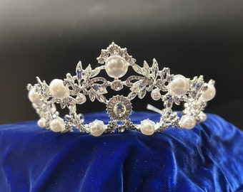 Pearl & Filigree Tiara | Silver Tone | Birthday Royal Queen Princess Renaissance Medieval Crown