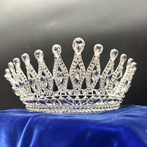Wide Set Silver Rhinestone Tiara | Royal Wedding Queen Princess Renaissance Medieval Fantasy Cosplay Bridal Sweet 16 Prom