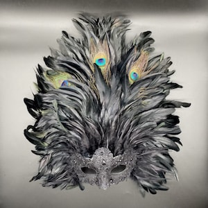 Feathered Venetian Mardi Gras Masquerade Mask | Black(not grey)| Blue| Purple |Red.