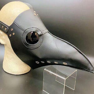 Black Pleather Plague Doctor Mask | Steampunk Medieval Renaissance Fantasy Cosplay Futuristic