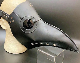 Masque de médecin de la peste en cuir noir | Steampunk Médiéval Renaissance Fantaisie Cosplay Futuriste