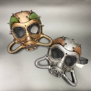 Steampunk Gas Mask | Gold or Silver | Post Apocalypse Respirator Studded Submarine Futuristic Diesel Punk Fantasy