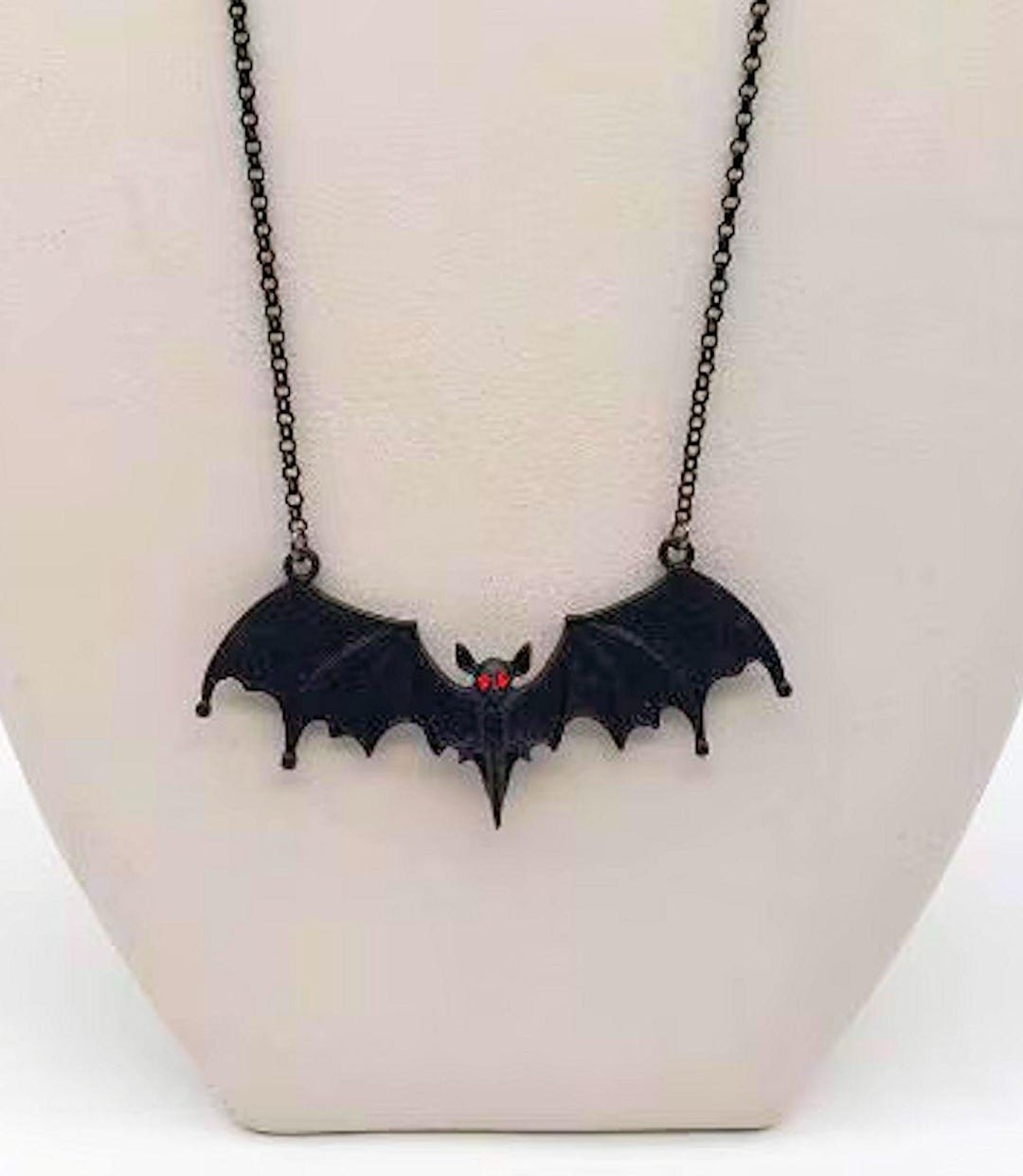 Bat Necklace | Red Eyes | Halloween Gothic Vampire Kitschy Pendant - Etsy
