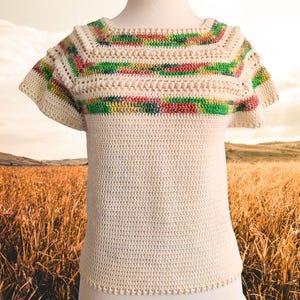 Crochet Raglan Blouse Pattern: Women&#39;s Summer Tee (PDF + Video Tutorial, XS-2XL)