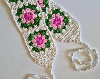 Granny Square Headband Crochet Pattern, Floral Boho Hair Accessory, PDF + Video Tutorial