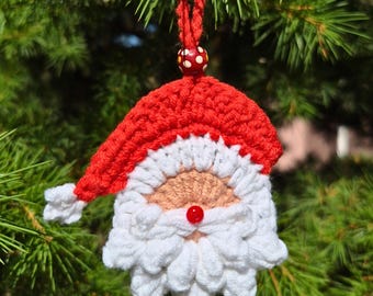 Crochet Christmas Ornament Pattern, Santa Tree Decoration PDF, Holiday Home Decor, Instant Download